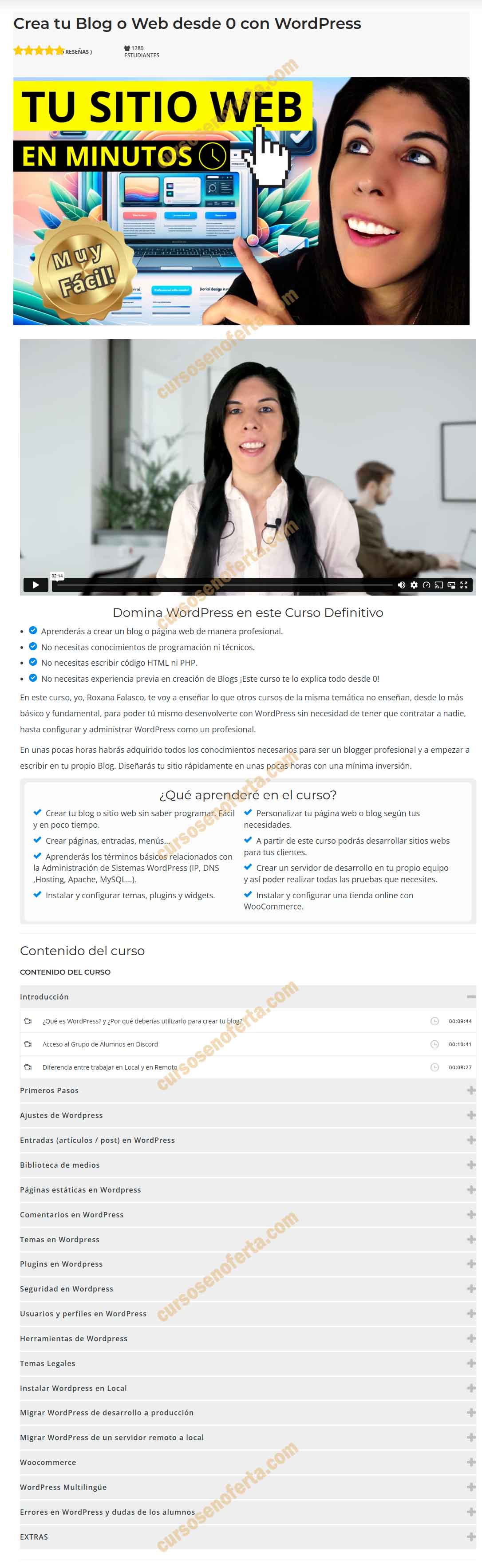 Crea tu Blog o Web desde 0 con WordPress - roxana falasco