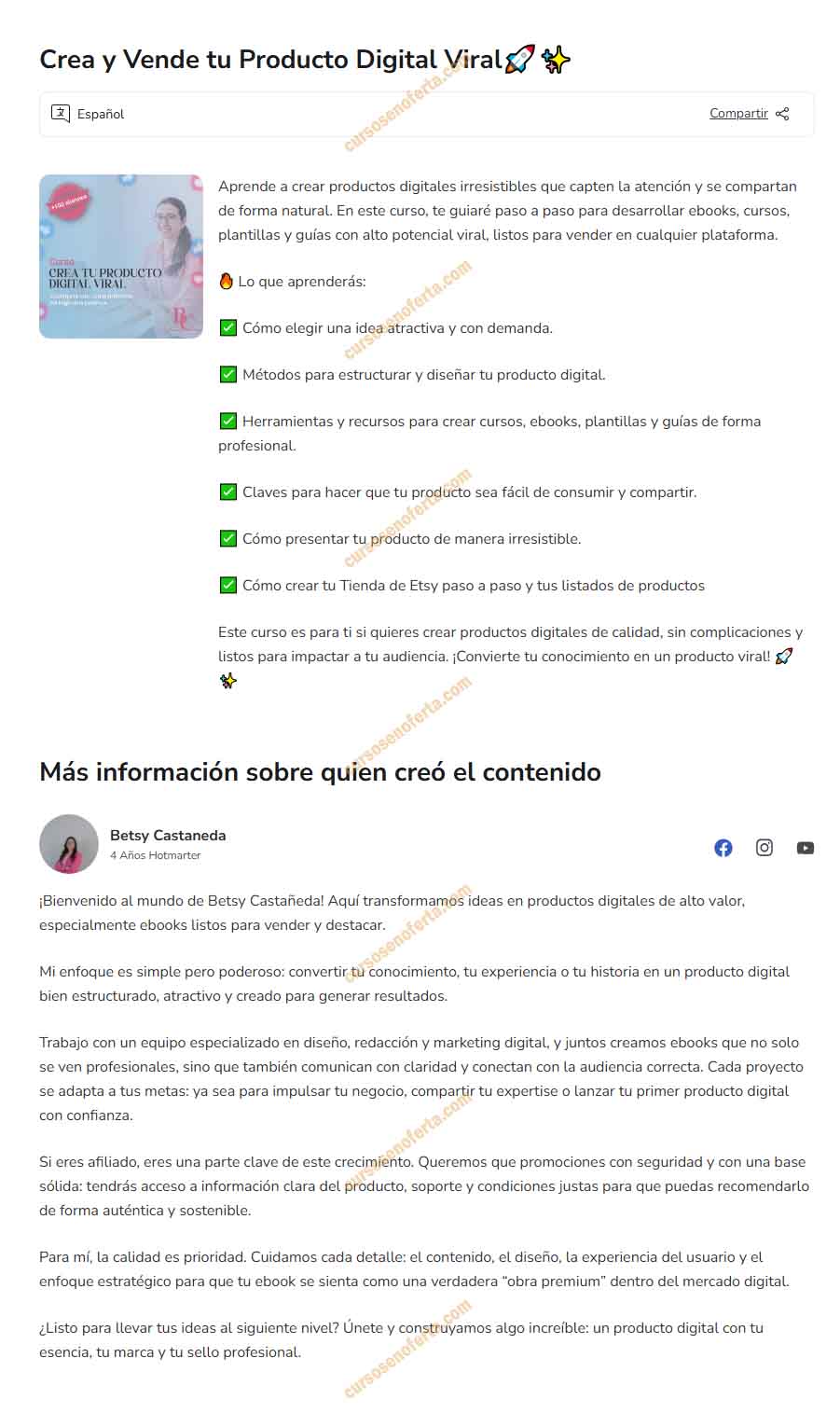 Crea y Vende Tu Producto Digital Viral - betsy castañeda