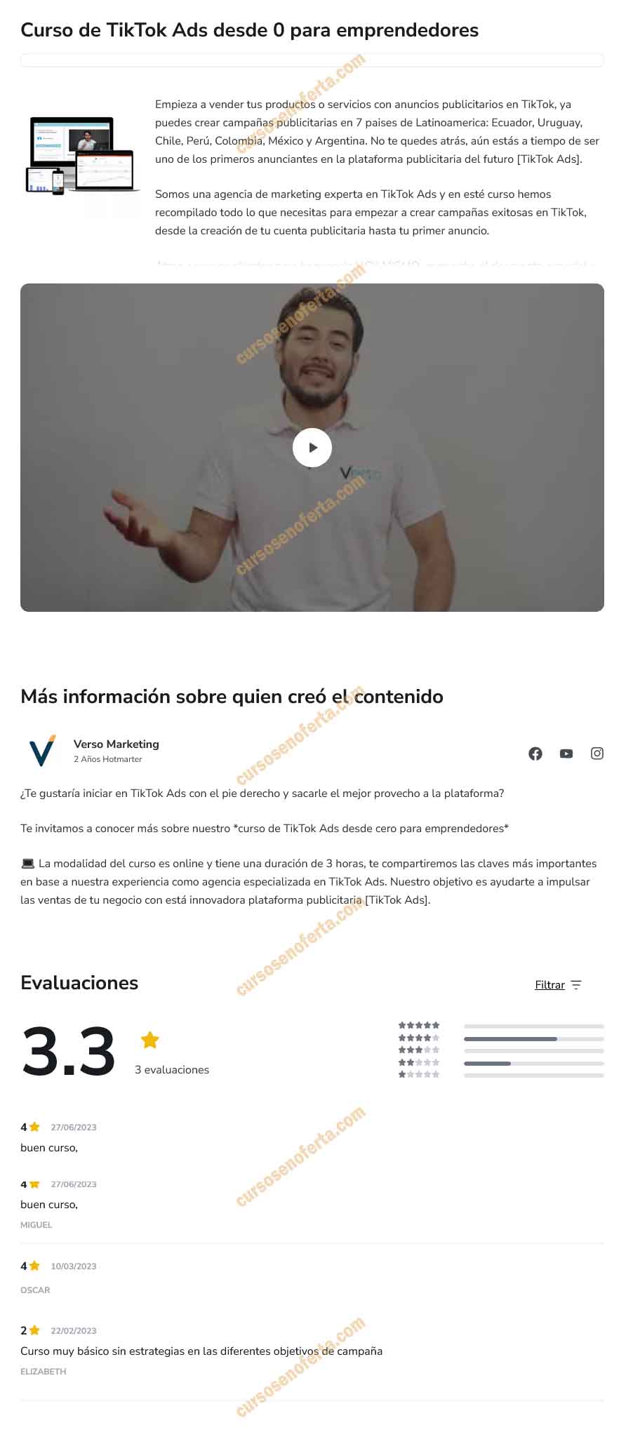 Curso de TikTok Ads desde 0 para emprendedores - verso marketing