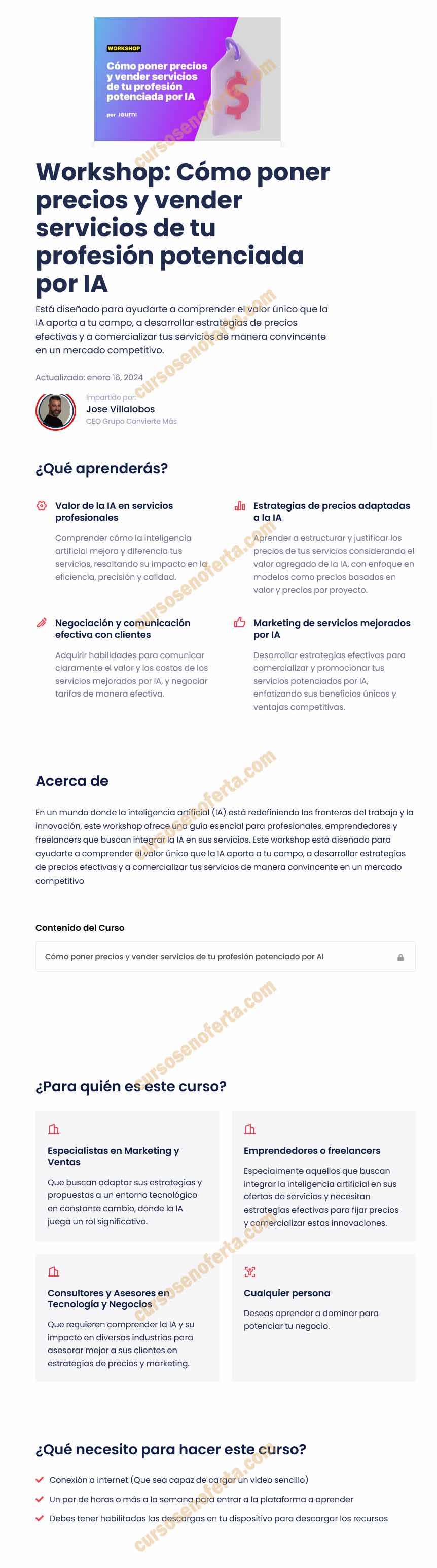 Workshop Cómo poner precios y vender servicios de tu profesión potenciada por IA - convierte más