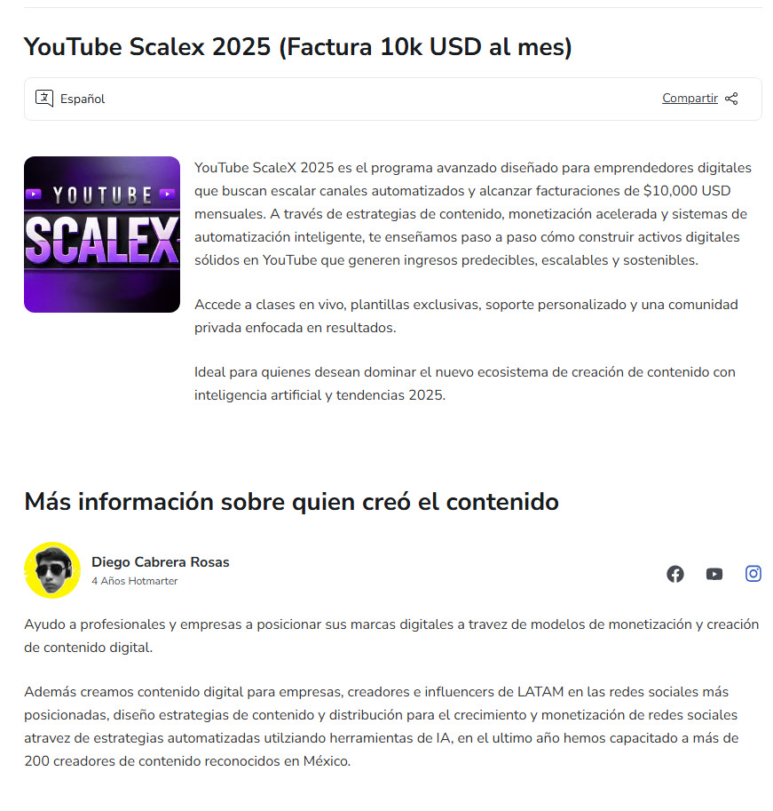 YouTube Scalex 2025 (Factura 10k USD al mes) - diego cabrera rosas