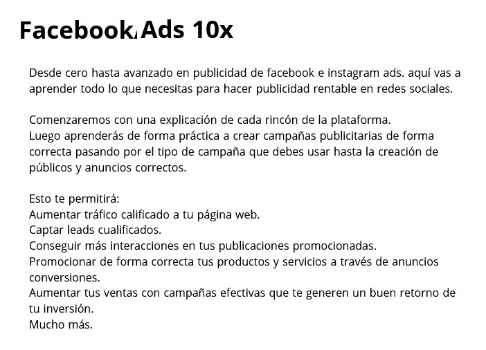 Facebook Ads 10x - academia 10x