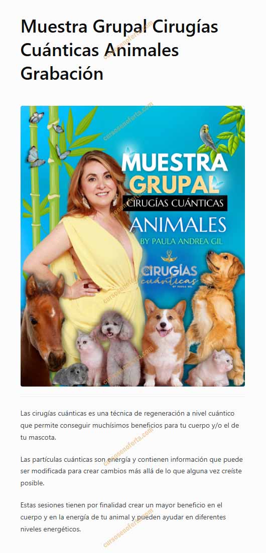 Muestra Grupal de Cirugías Cuánticas Animales - paula andrea gil