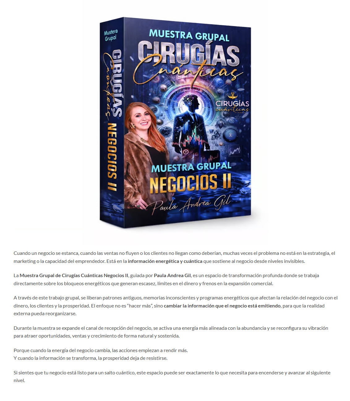 Muestra Grupal de Cirugías Cuánticas Negocios II - Paula andrea gil