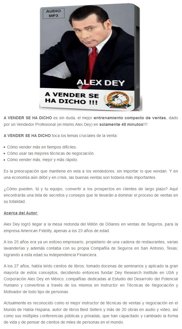 A vender se ha dicho - Alex Dey