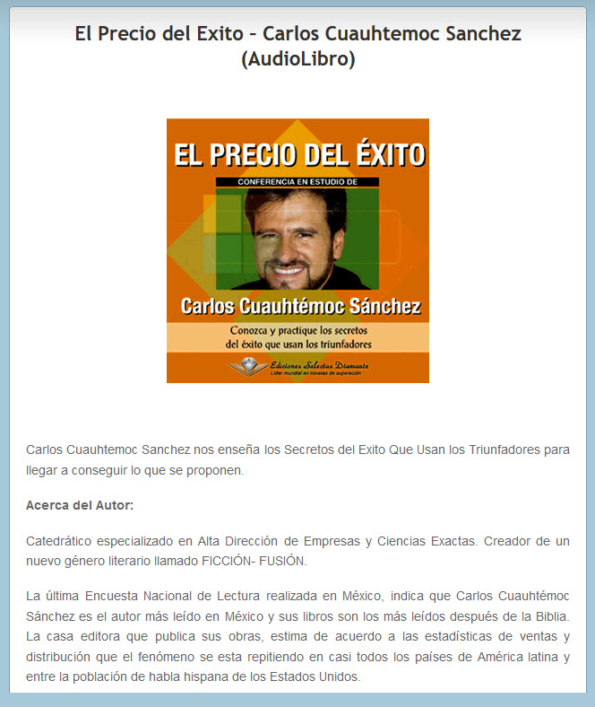 El precio del éxito - Carlos Cuauhtemoc Sanchez