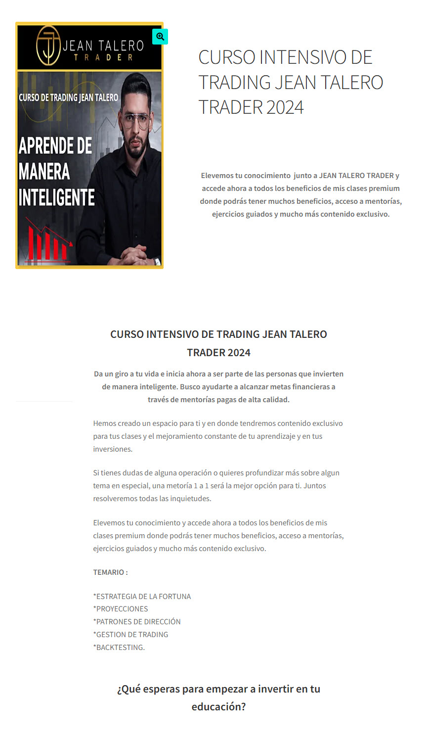 Curso Intensivo de Trading - Jean Talero Trader