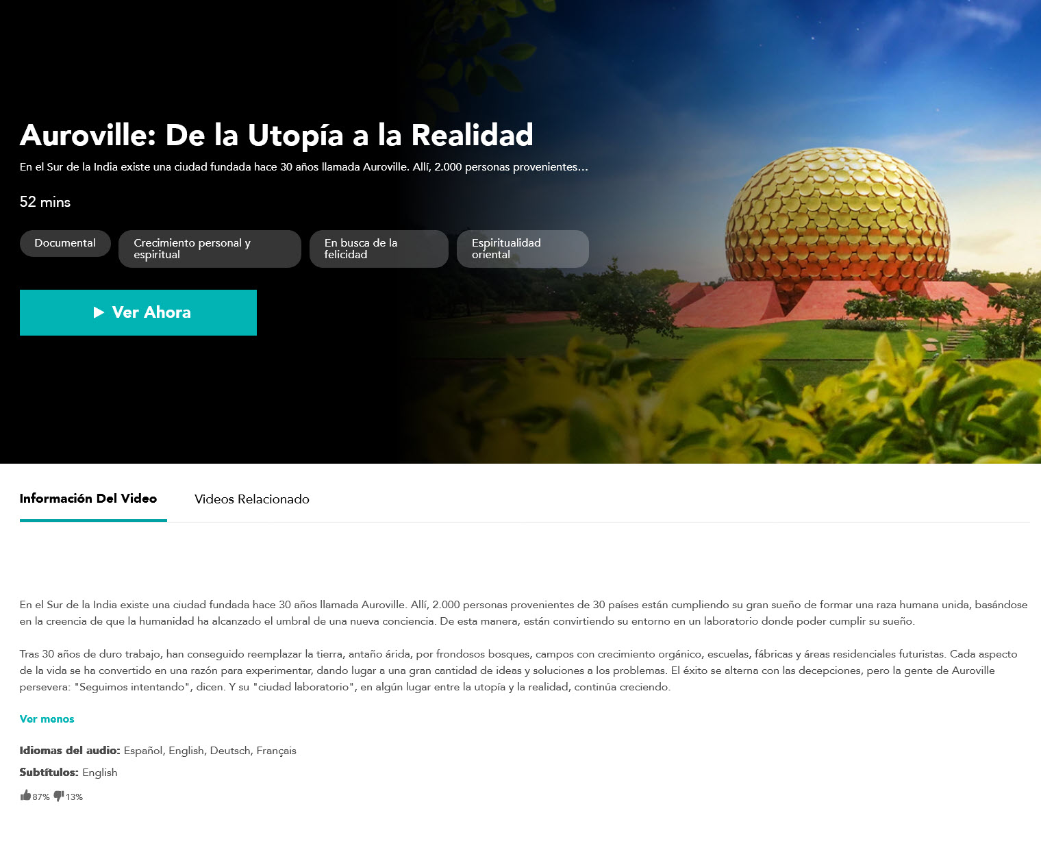 Auroville De la Utopía a la Realidad - Gaia