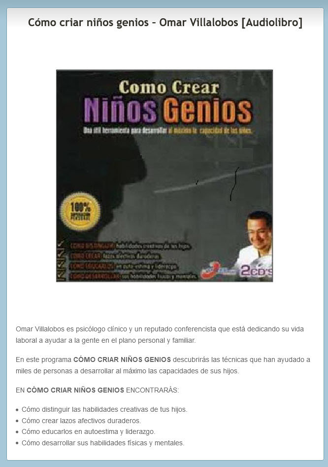 Cómo crear niños genios - Omar Villalobos (audiolibro)