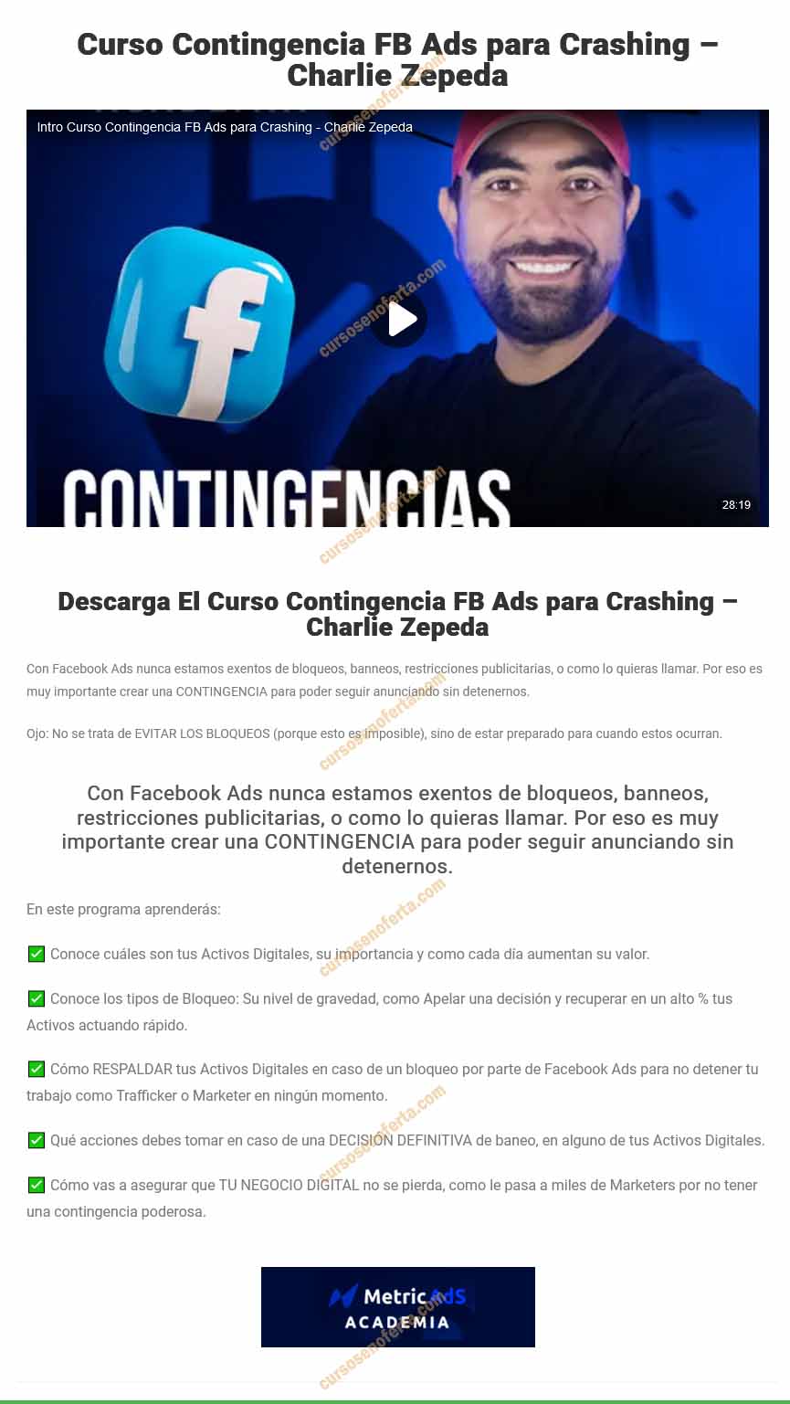Contingencia FB Ads para Crashing - Charlie Zepeda