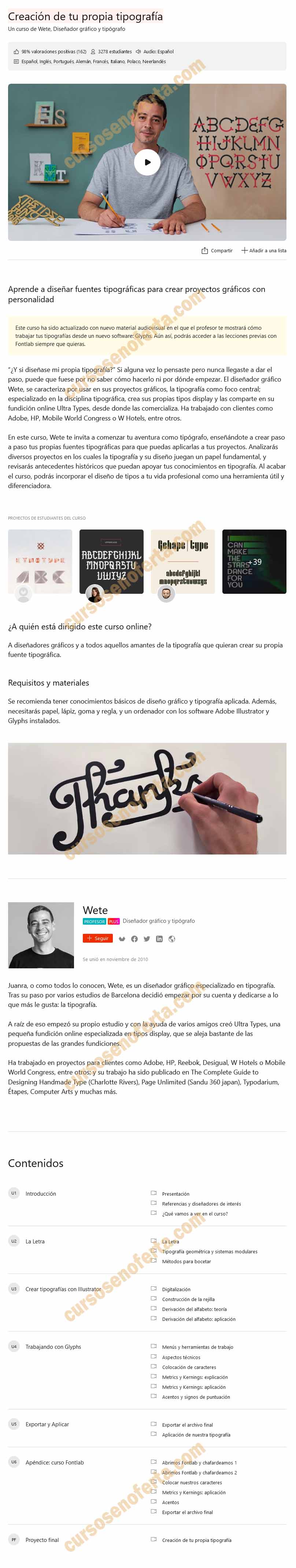 Creación de tu propia tipografía - Wete