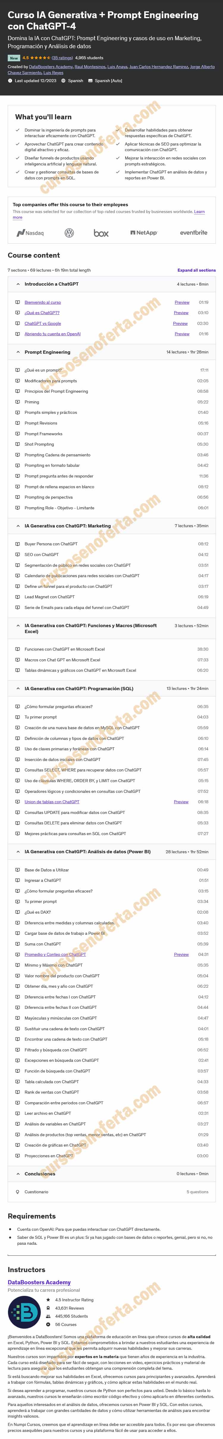 Curso IA Generativa Prompt Engineering con ChatGPT4