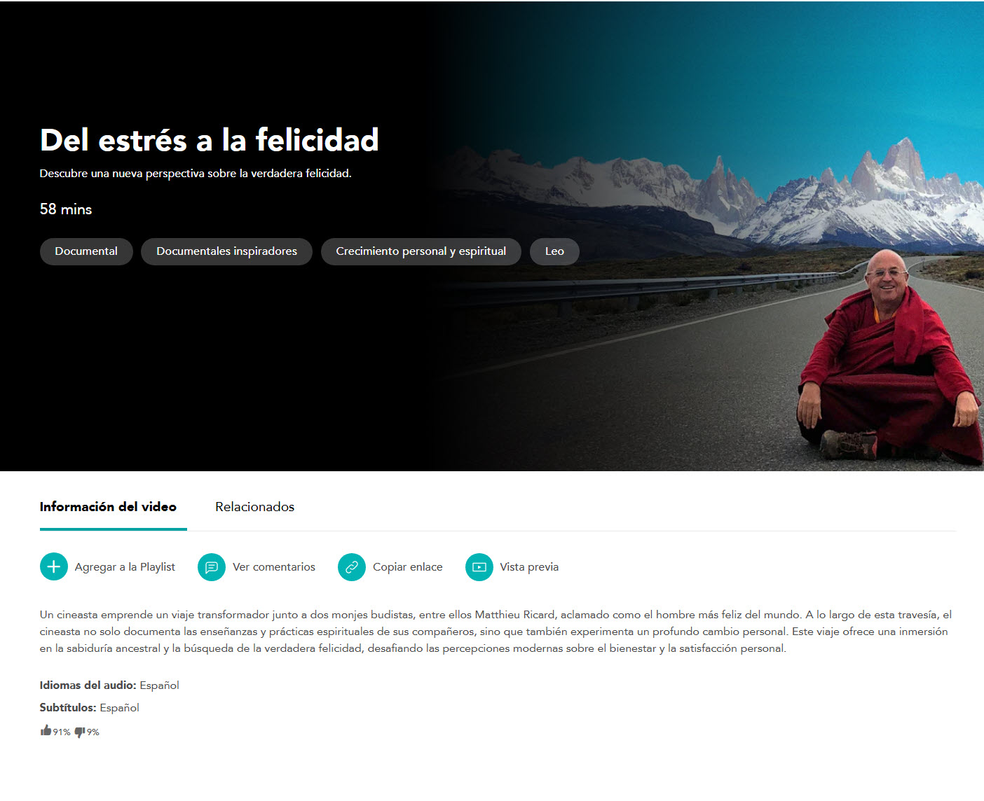 Del estrés a la felicidad (Documental) - Matthieu Ricard