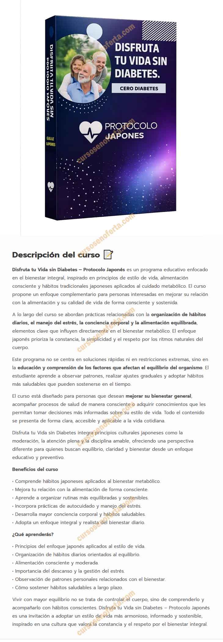 Disfruta tu vida sin diabetes - Protocolo Japonés