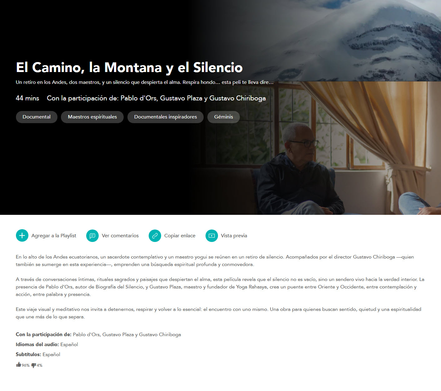 El camino, la montaña y el silencio (Documental) - Gustavo Chiriboga