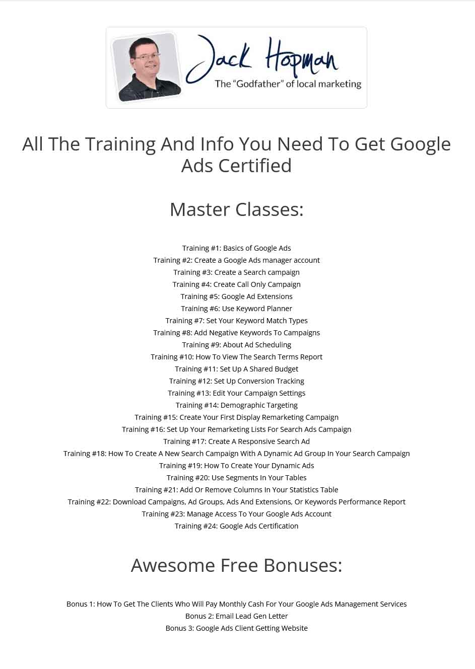 Google Ads Certification Academy - Jack Hoffman (Inglés)