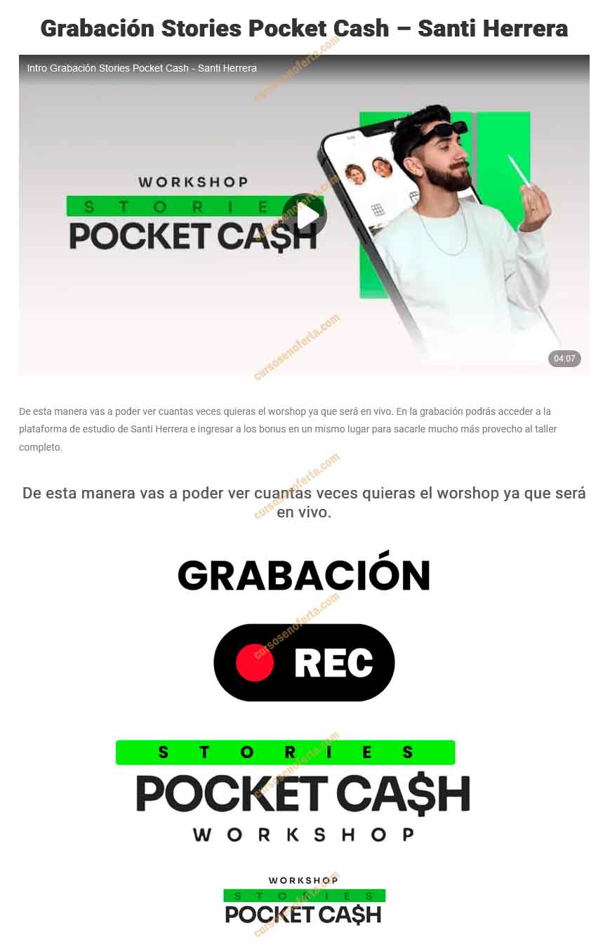 Grabacion stories pocket cash - Santi Herrera