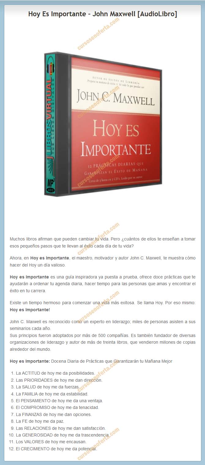 Hoy es importante - John Maxwell