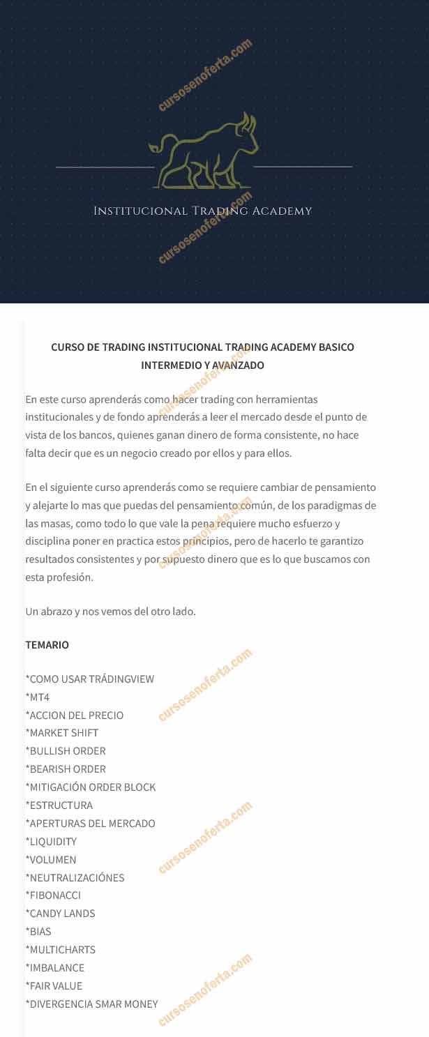 Institutional Trading Academy Básico Intermedio Avanzado