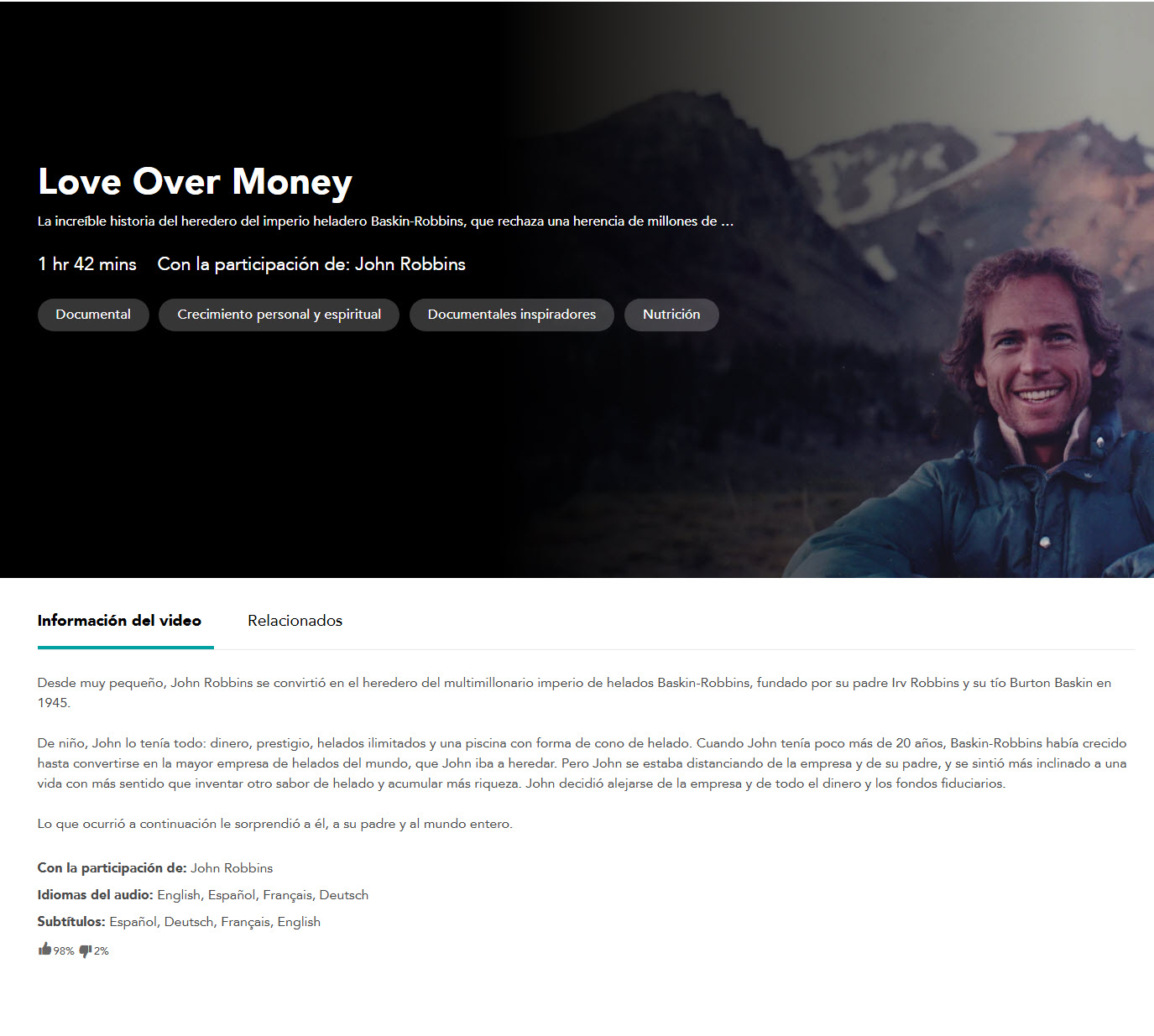 Love Over Money (Documental) - John Robbins