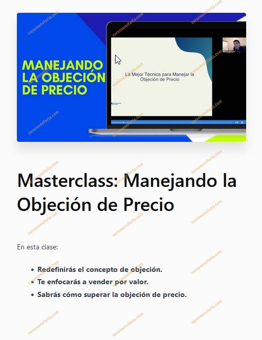 Masterclass manejando la objeción del precio