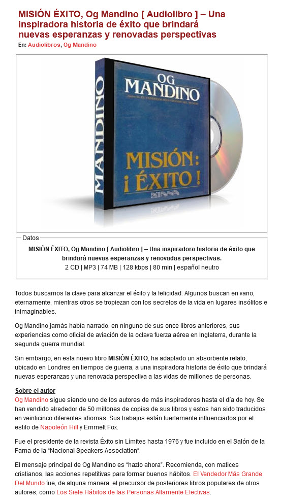 Misión Éxito - Og mandino (audiolibro)