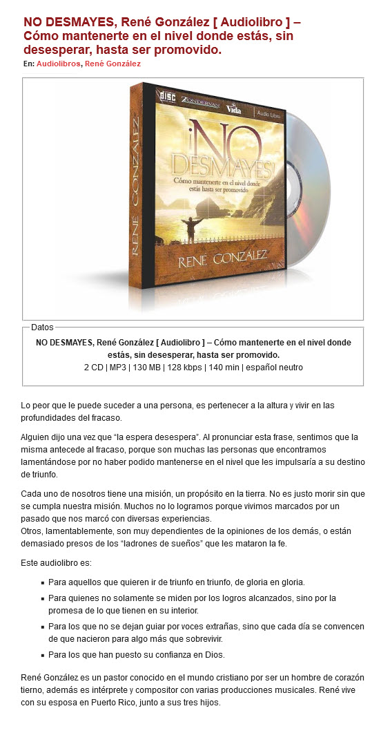 No desmayes - René Gonzáles (audiolibro)