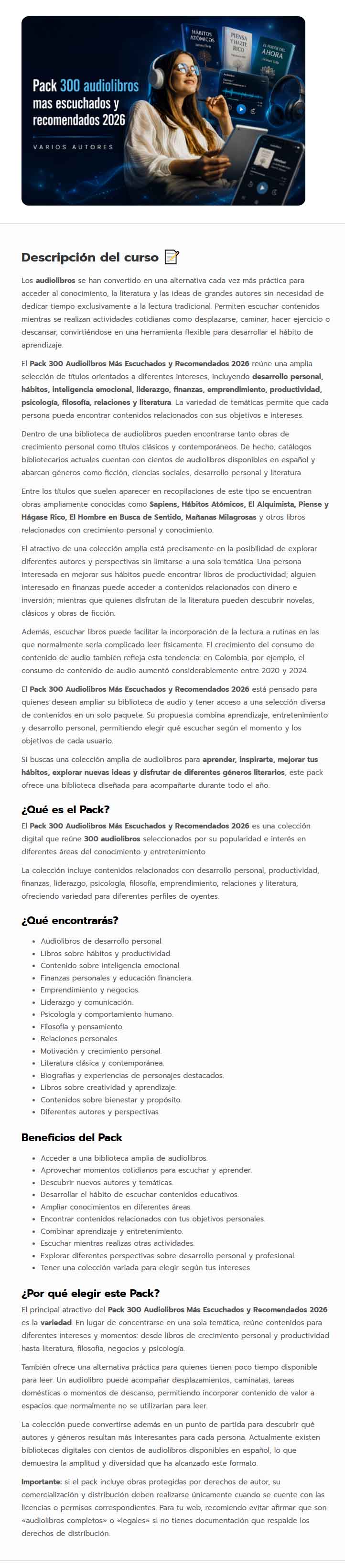 Pack 300 Audiolibros Más Escuchados y Recomendados 2026