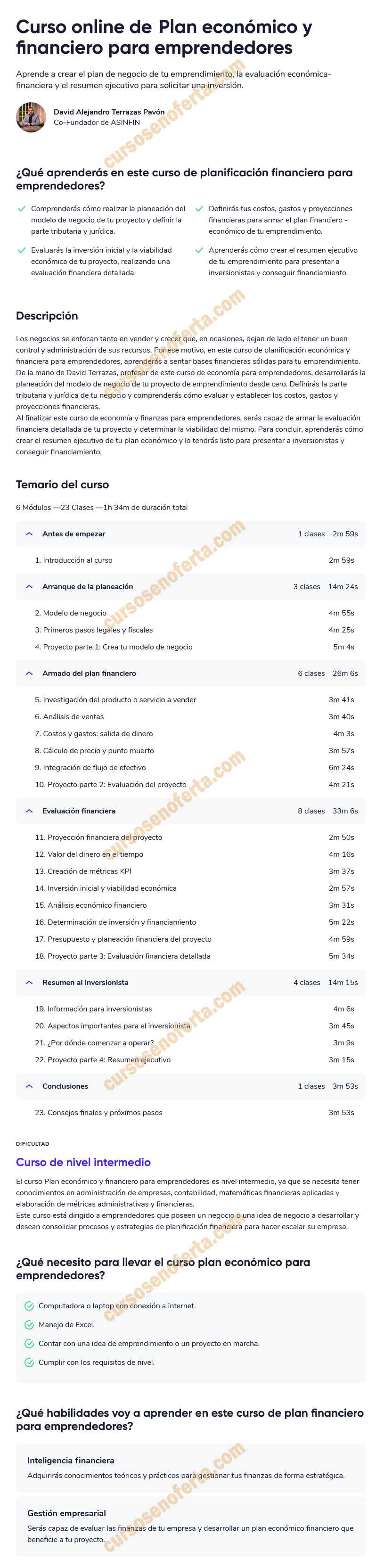 Plan económico y financiero para emprendedores - David Terrazas