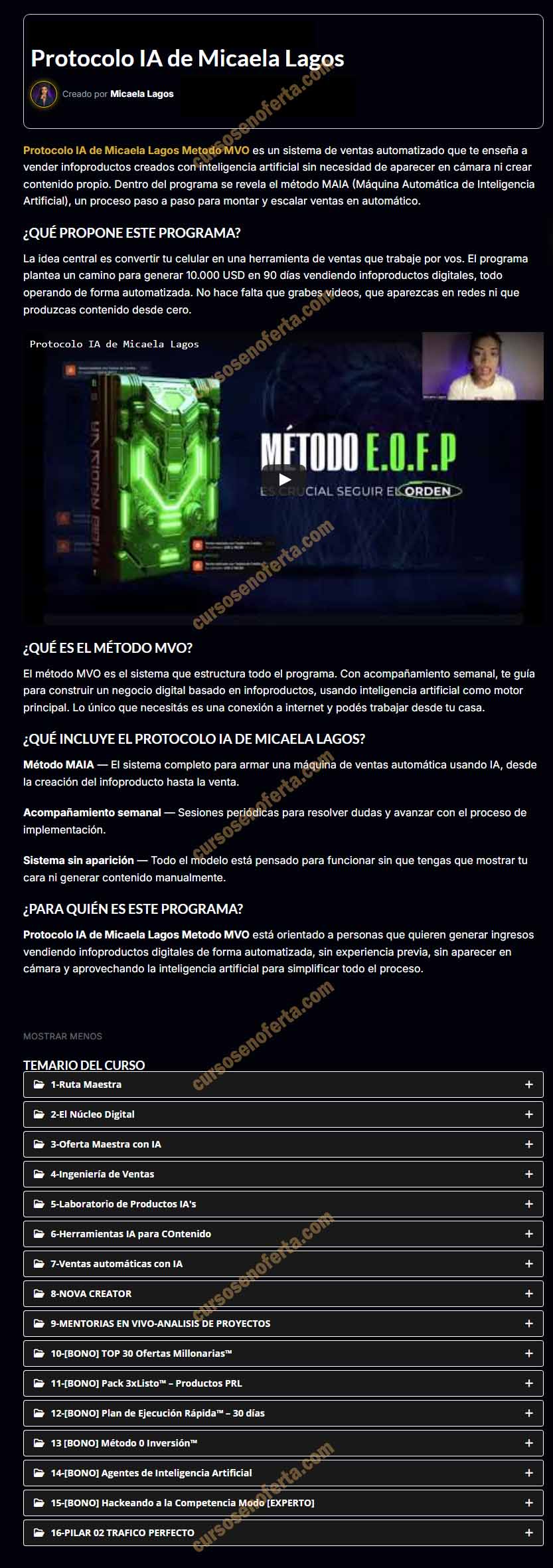 Protocolo IA Método MVO - Mikaela Lagos