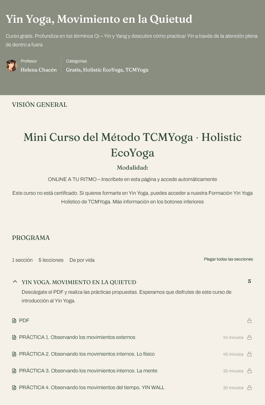 Ying Yoga Movimiento en la Quietud - Helena Chacón