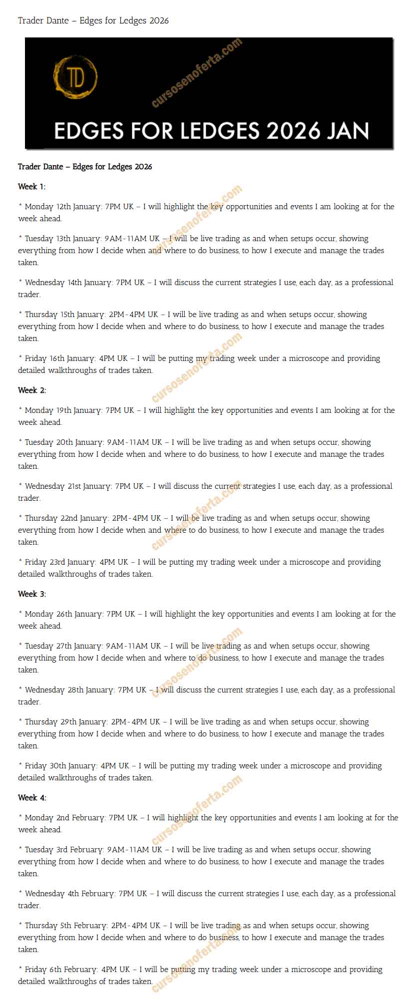 Edges for Ledges 2026 - trader dante