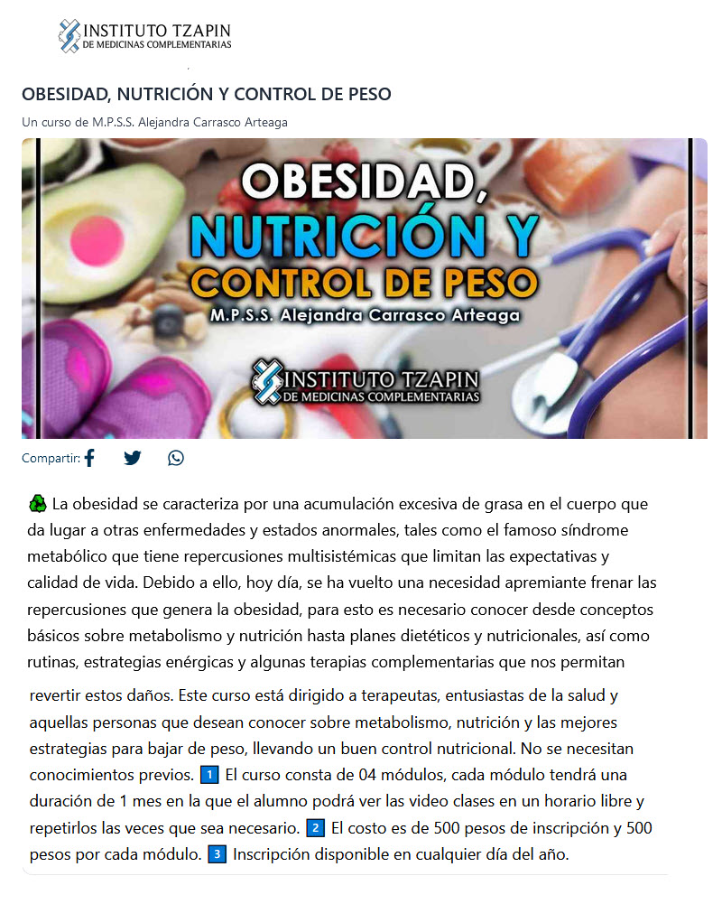 Obesidad Nutrición y Control de Peso - instituto tzapin