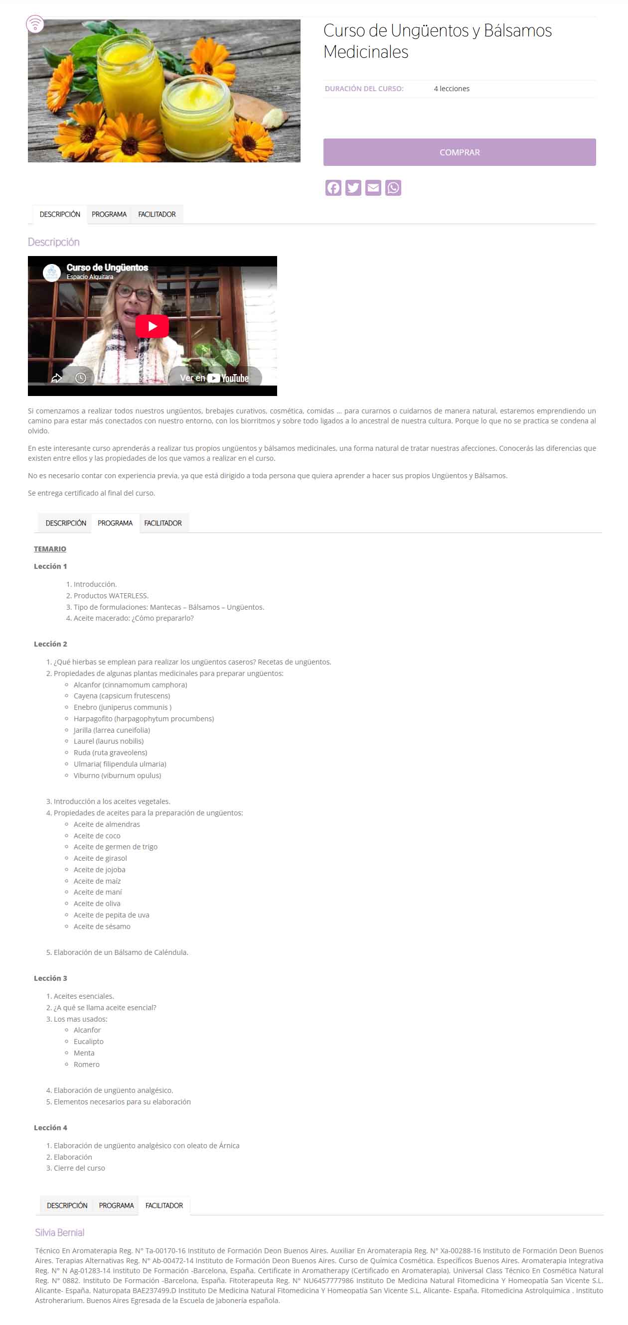 Curso de Ungüentos y Bálsamos Medicinales - silvia bernal