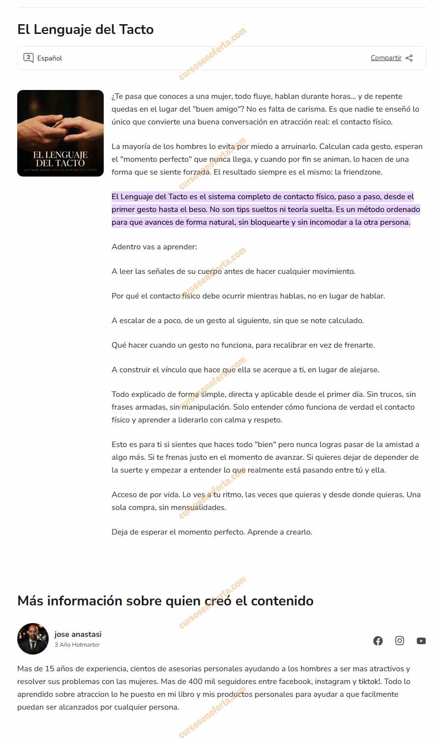 El Lenguaje del Tacto - josé anastasi