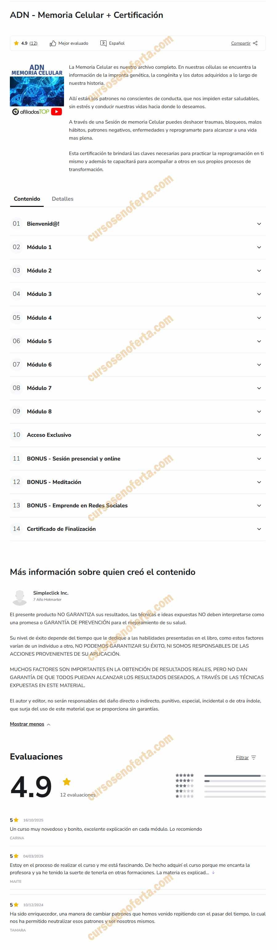 ADN Memoria Celular + Certificación