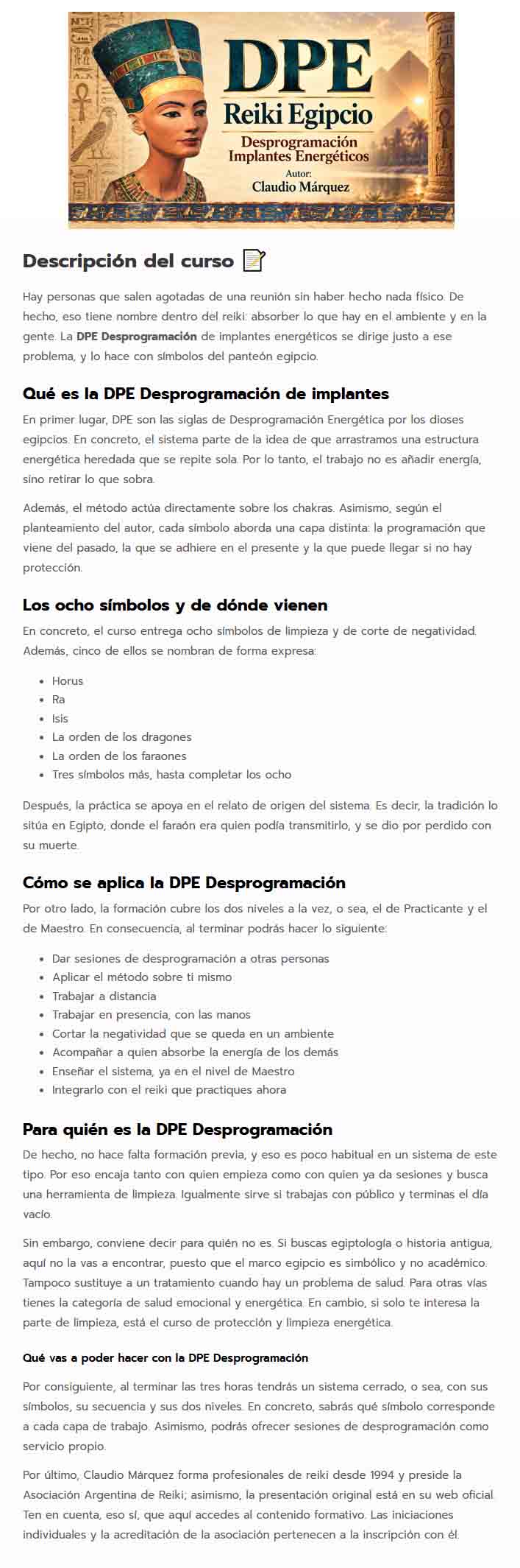 DPE Reiki Egipcio Desprogramación Implantes Energéticos