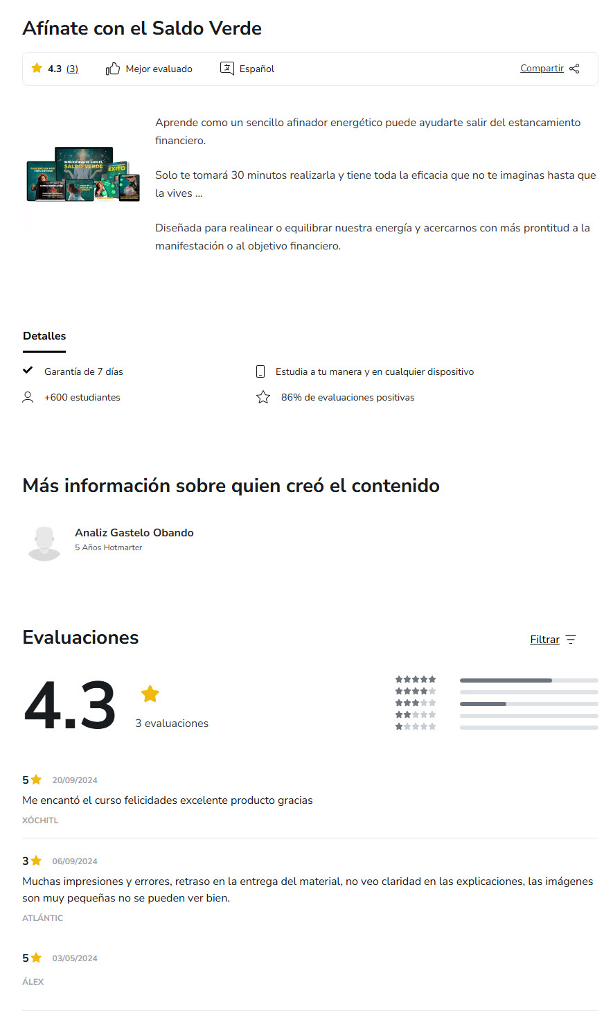 Afínate con el saldo verde - analiz gastelo obando