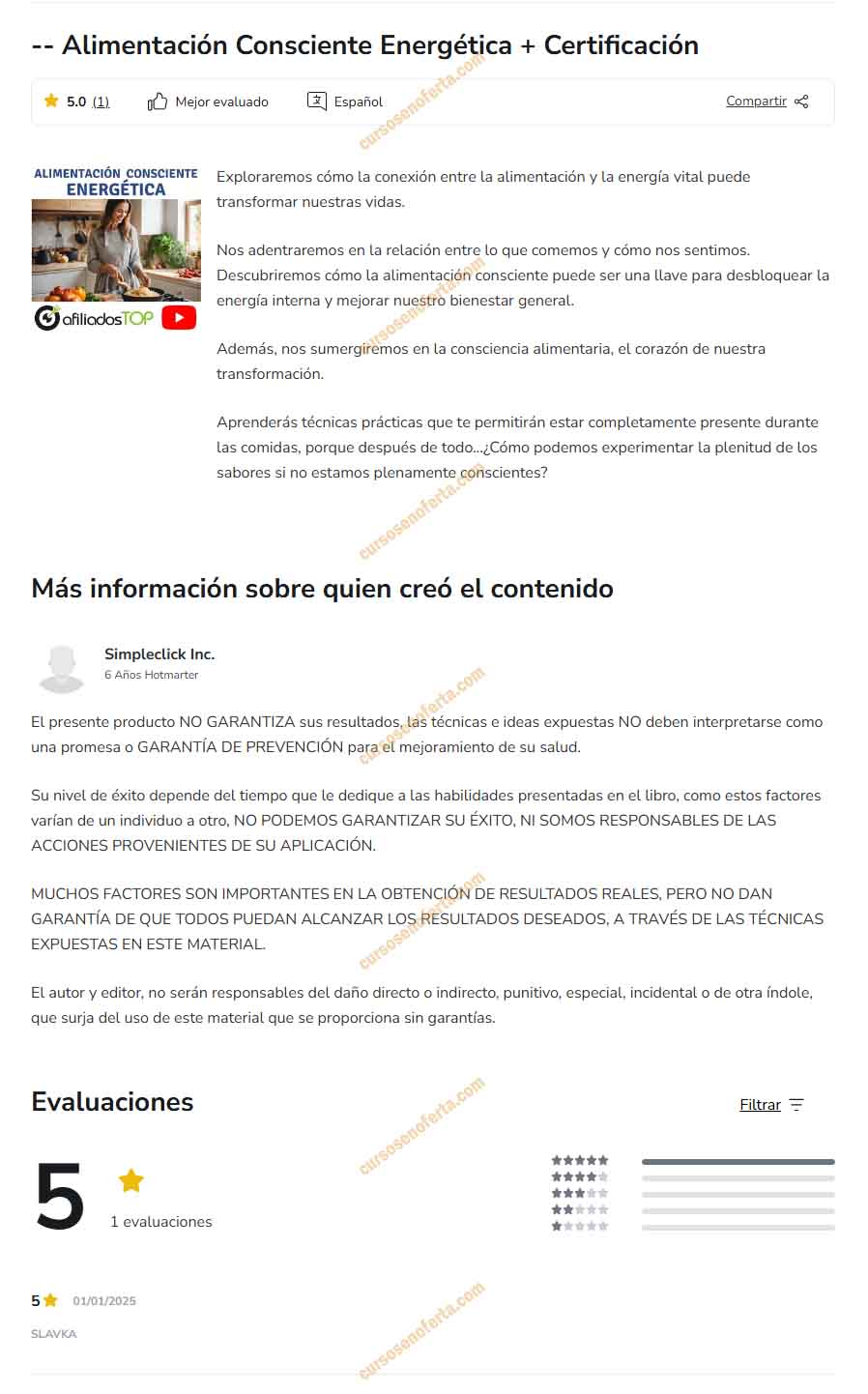 Alimentación Consciente Energética Certificación - simpleclick inc