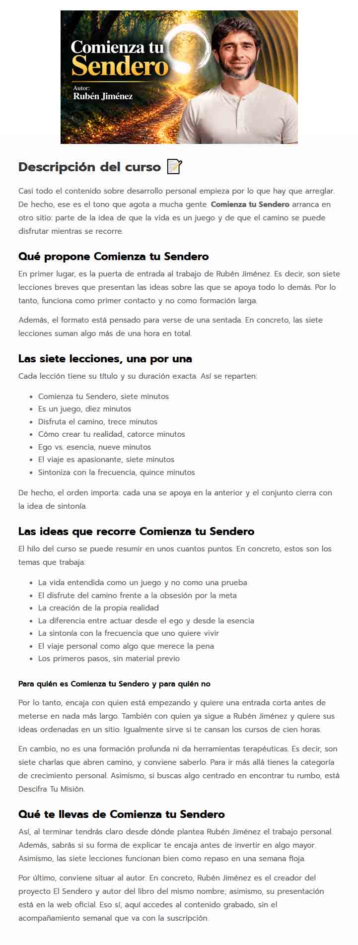 Comienza tu Sendero - Rubén Jiménez