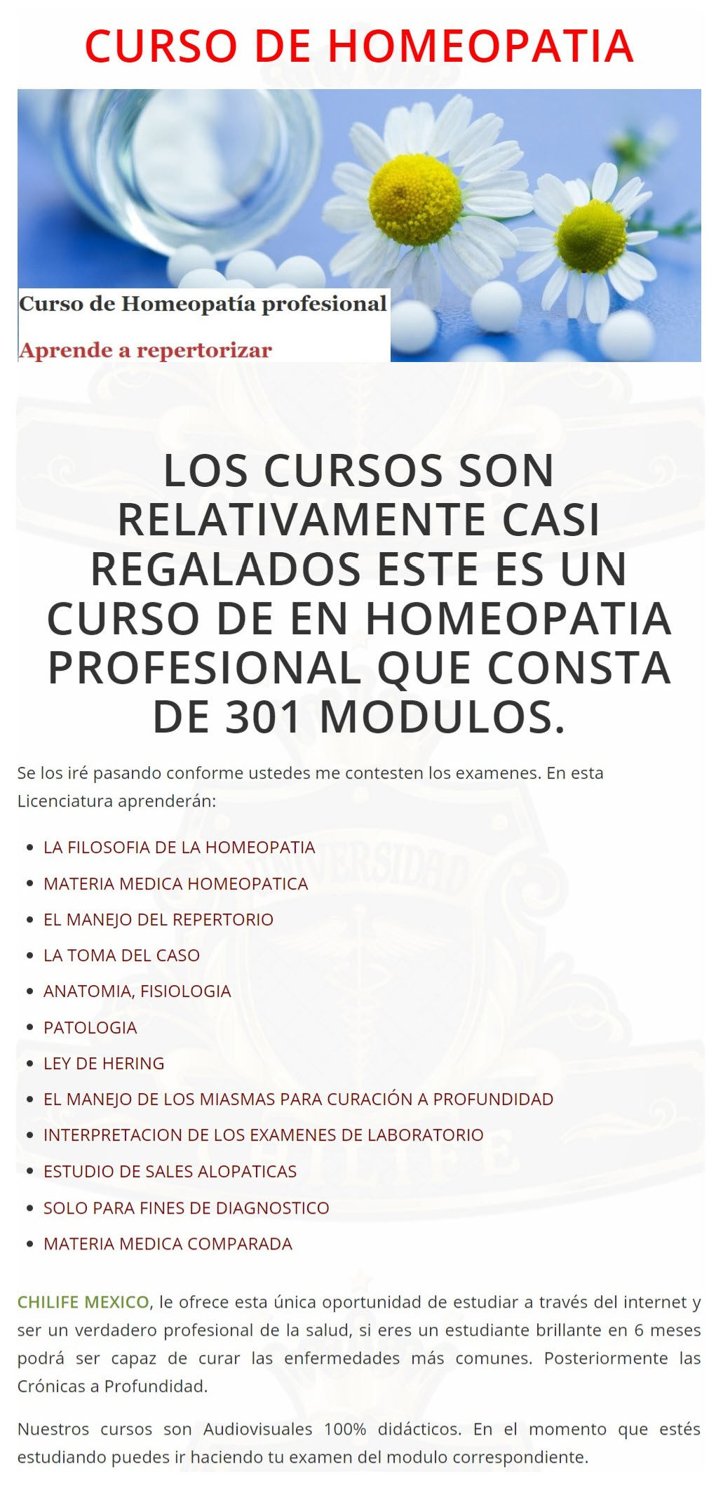 Curso de Homeopatía - chilife