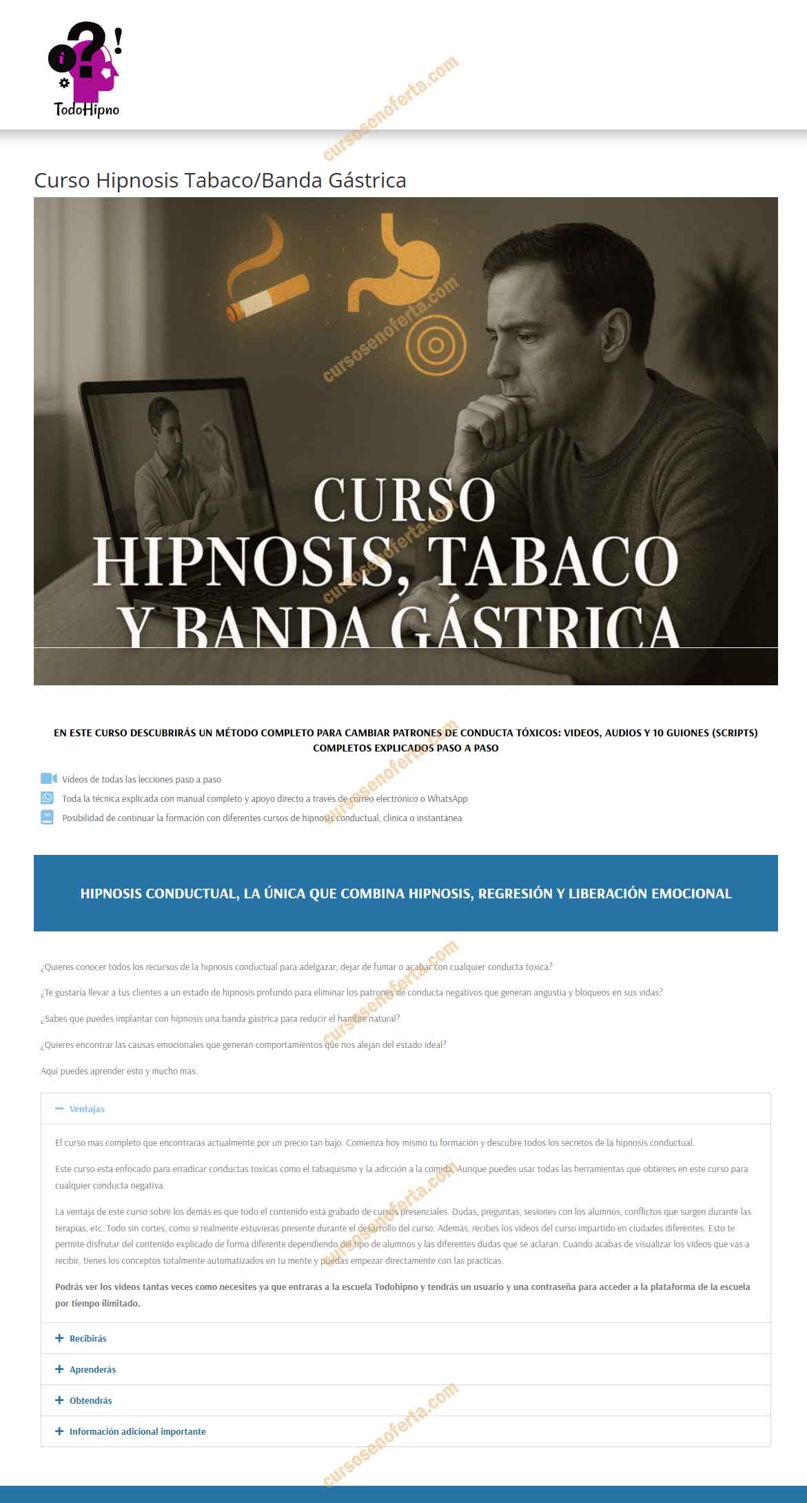 Curso Hipnosis Tabaco y Banda Gástrica - todohipno