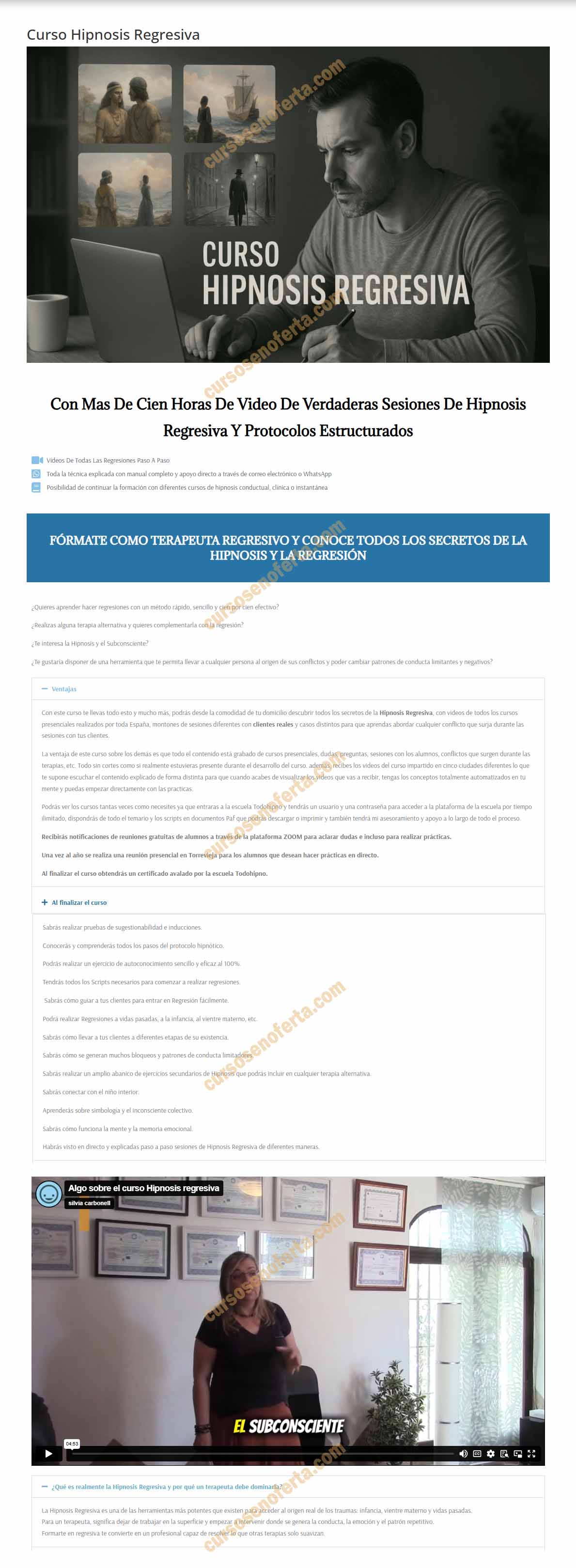 Curso Online Hipnosis Regresiva - silvia carbonell - todohipno
