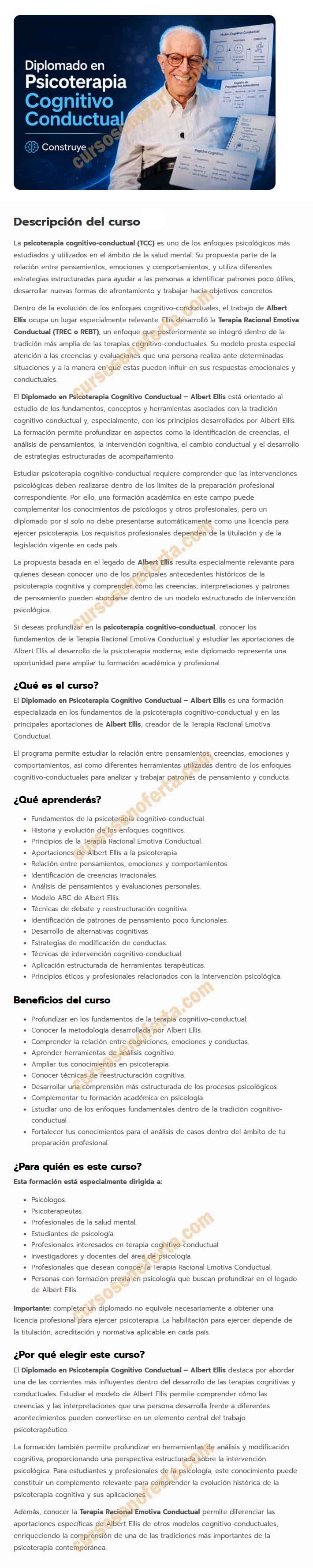 Diplomado en Psicoterapia Cognitivo Conductual - albert ellis