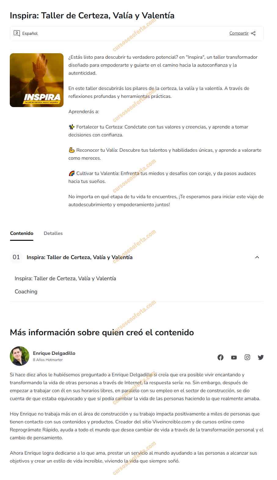 Inspira - Taller de Certeza, Valía y Valentía - enrique delgadillo
