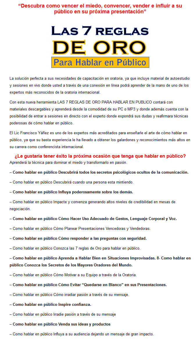 Las 7 reglas de oro para hablar en público - francisco yañez