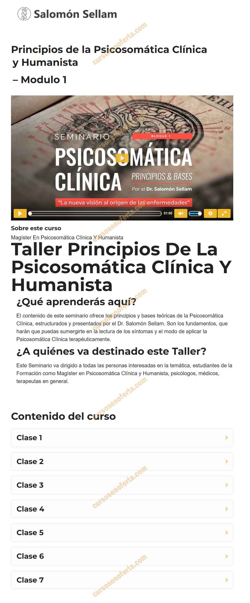 Principios de la Psicosomática Clínica y Humanista – Módulo 1 - salomon sellam