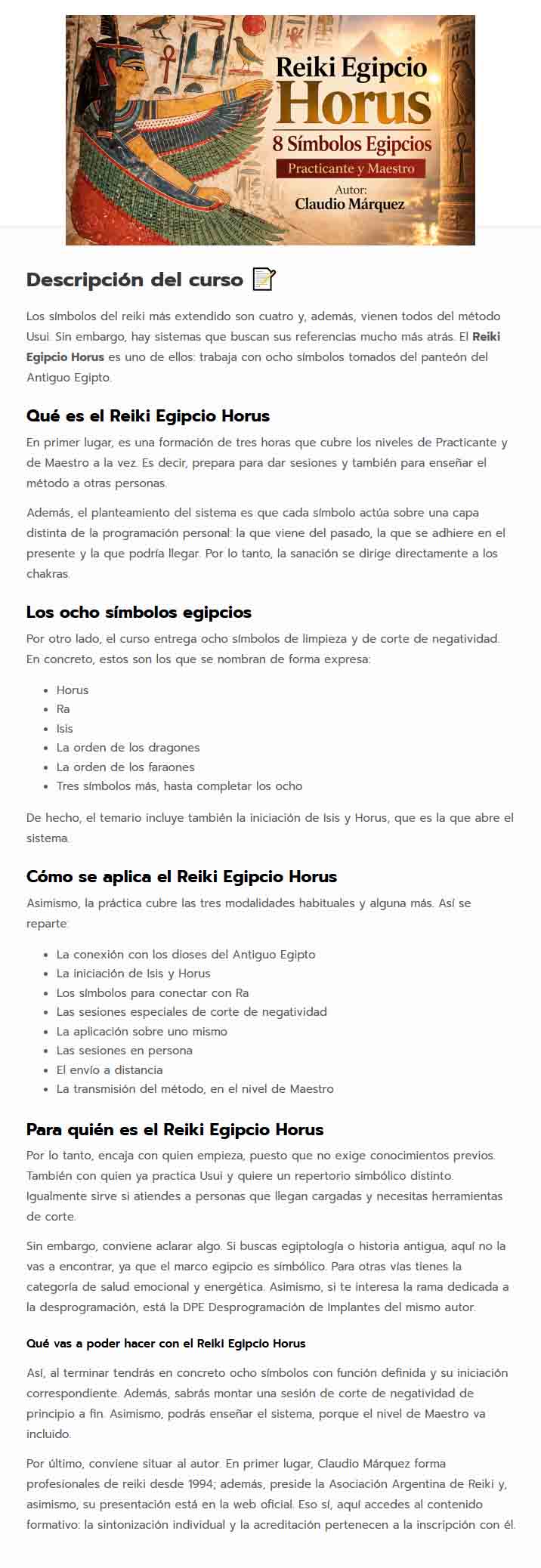 Reiki Egipcio Horus 8 Símbolos Egipcios Practicante y Maestro