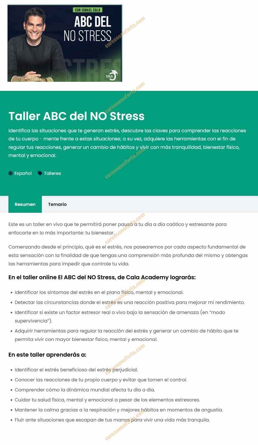 Taller ABC del NO Stress - cala academy