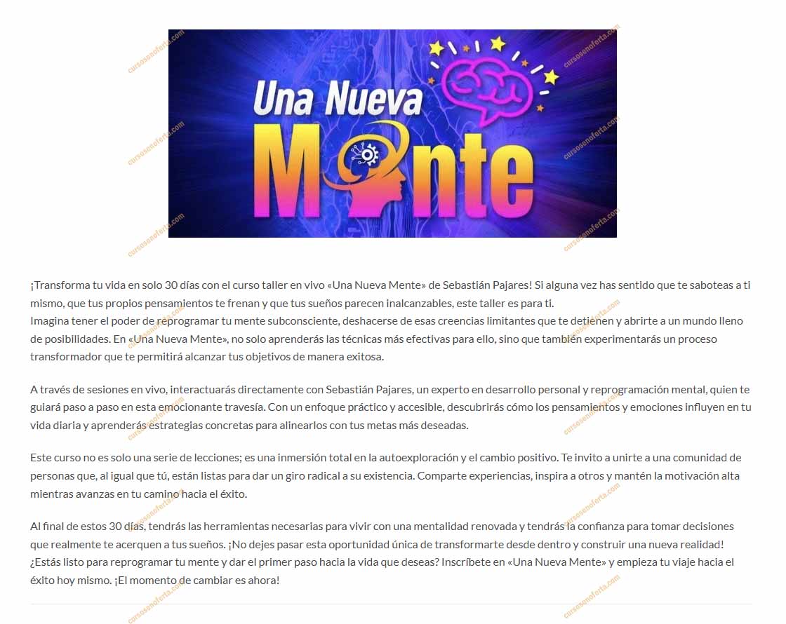 Taller en Vivo Una Nueva Mente - sebastián pajares